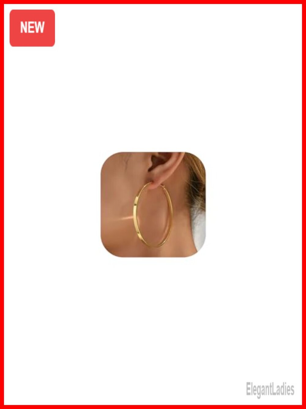 Large Gold Hoop Earrings for Women Non Tarnish Flat Wide